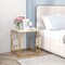 Square End Table With Tempered Glass Tabletop And Gold Finish Geometric Frame-golden